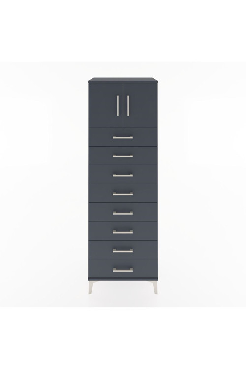 Hyperion Dolap 1 Raflı 8 Çekmeceli 2 Kapaklı 60 x 44 x 182 cm Antrasit - Antrasit