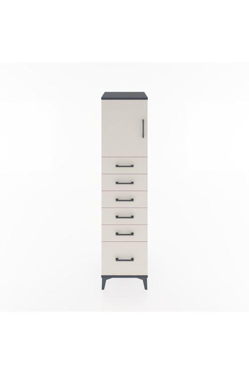 Hyperion Dolap Tek Raflı 6 Çekmeceli Tek Kapaklı 44x44x182 Antrasit-Aytaşı