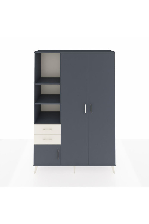 Hyperion Dolap 5 Raflı 2 Çekmeceli 1 Askılı 132 x 44 x 195 cm Antrasit - Antrasit - Aytaşı