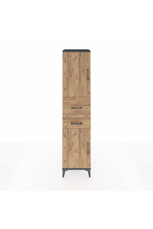 Hyperion Dolap 4 Raflı 2 Çekmeceli 2 Kapaklı 44 x 44 x 195 cm Antrasit - Çam