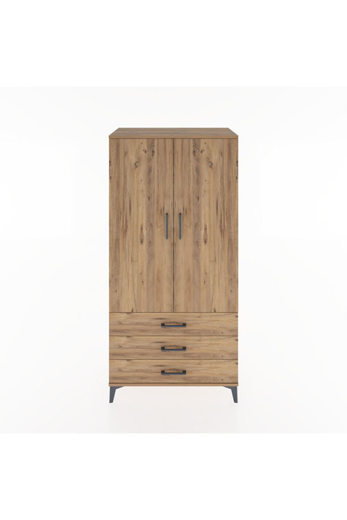 Hyperion Dolap 2 Raflı 3 Çekmeceli 2 Kapaklı 88 x 44 x 182 cm Çam - Çam