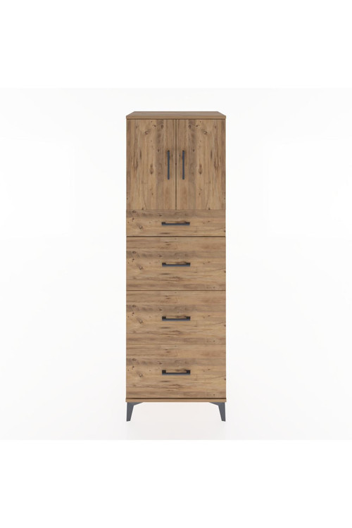 Hyperion Dolap 1 Raflı 4 Çekmeceli 2 Kapaklı 60 x 44 x 182 cm Çam - Çam