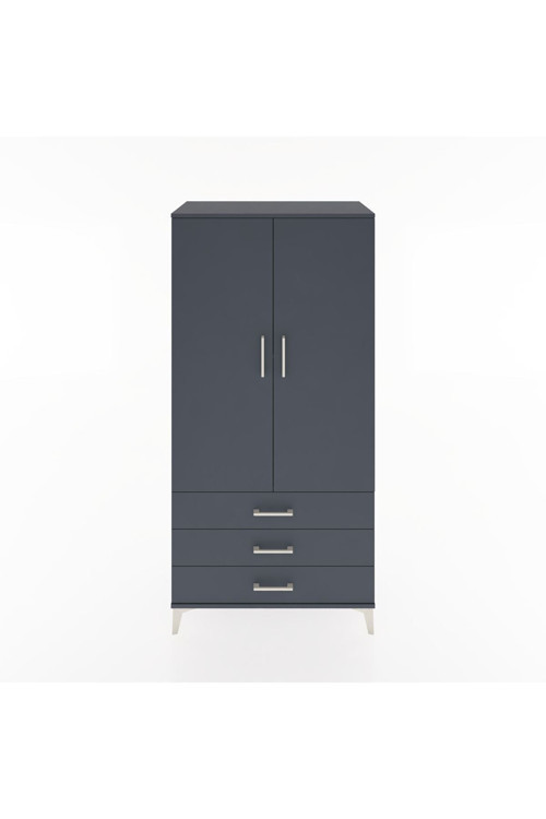 Hyperion Dolap 2 Raflı 3 Çekmeceli 2 Kapaklı 88 x 44 x 182 cm Antrasit - Antrasit