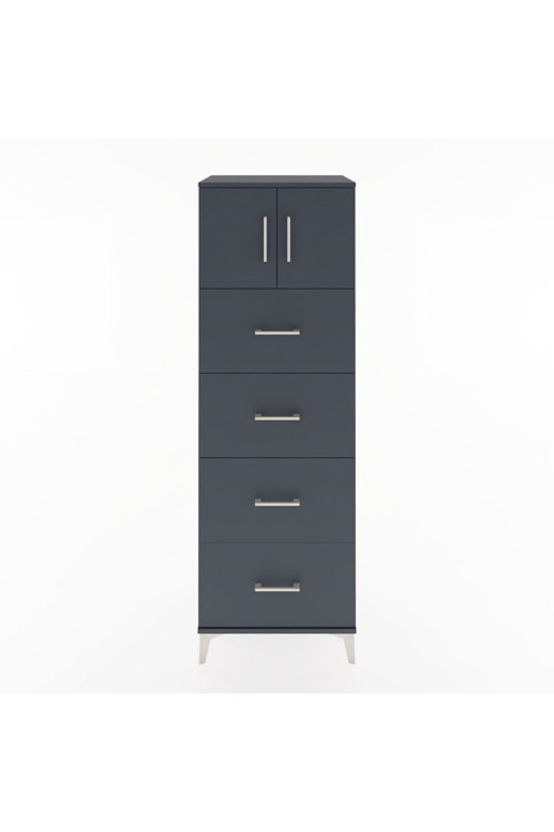 Hyperion Dolap 1 Raflı 4 Çekmeceli 2 Kapaklı 60 x 44 x 182 cm Antrasit - Antrasit