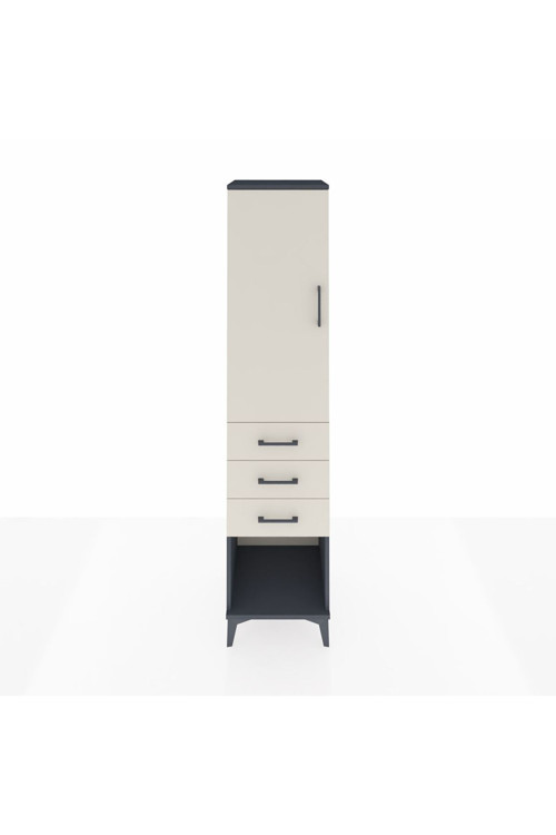 Hyperion Dolap 3 Raflı 3 Çekmeceli Tek Kapaklı 44x44x195 Antrasit-Aytaşı
