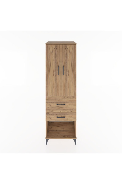 Hyperion Dolap 3 Raflı 2 Çekmeceli 2 Kapaklı 60x44x195 Çam-Çam