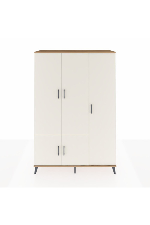 Hyperion Dolap 7 Raflı 5 Kapaklı Tek Askılı 132x44x195 Çam-Aytaşı/Çam