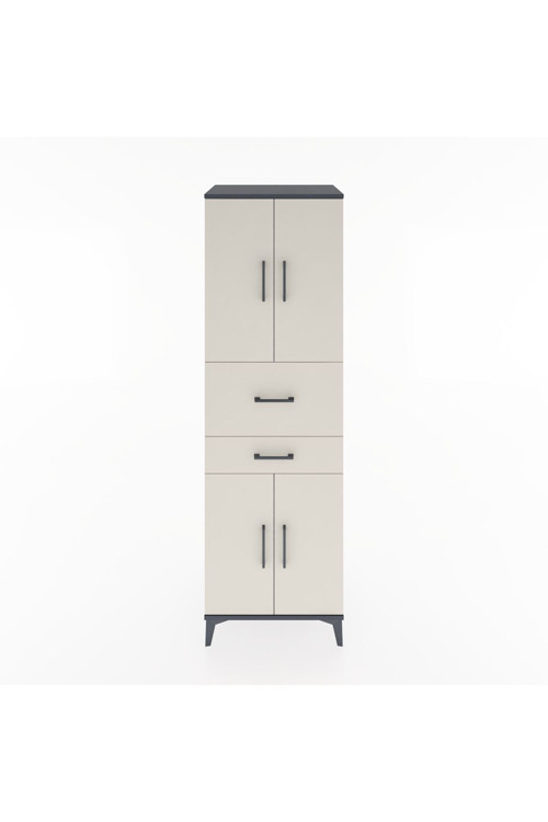Hyperion Dolap 4 Raflı 2 Çekmeceli 4 Kapaklı 60x44x195 Antrasit-Aytaşı