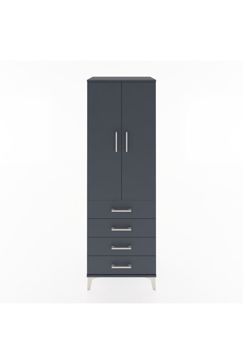 Hyperion Dolap 1 Raflı 4 Çekmeceli 1 Askılı 60 x 44 x 182 cm Antrasit - Antrasit
