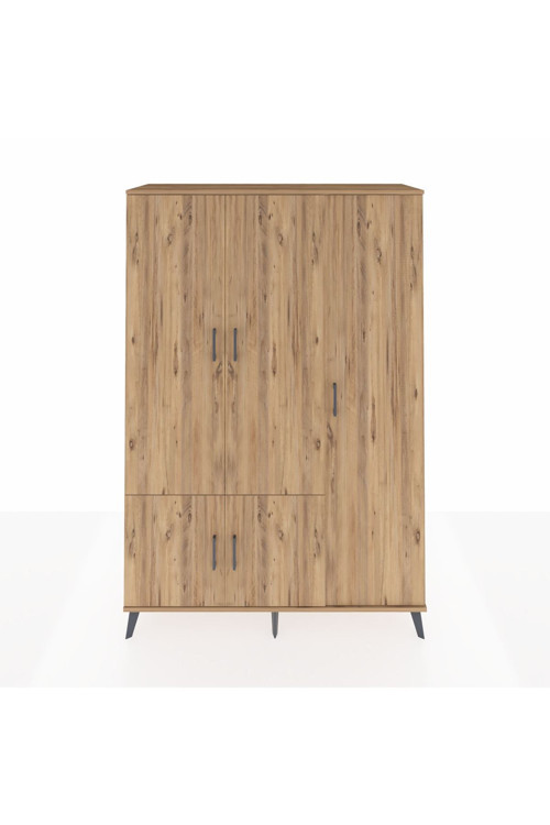 Hyperion Dolap 7 Raflı 5 Kapaklı Tek Askılı 132x44x195 Çam-Çam/Antrasit