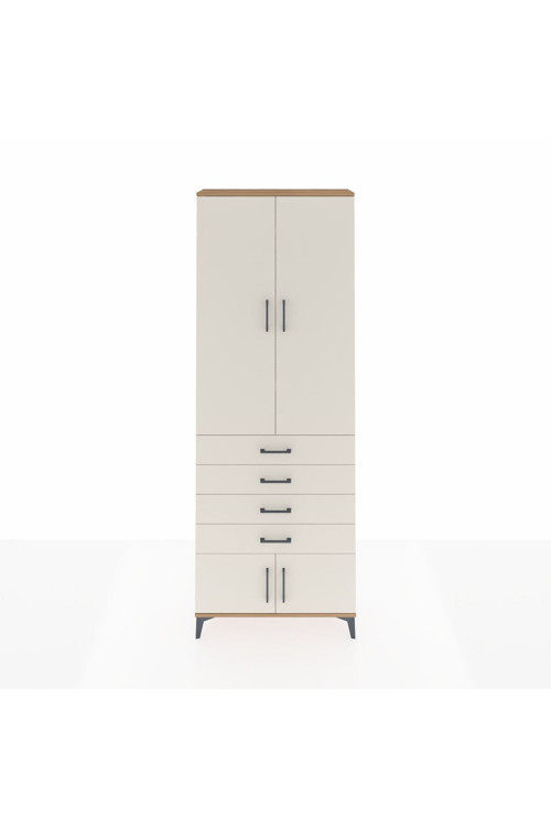 Arges Dolap 4 Raflı 4 Çekmeceli 4 Kapaklı 88x30x243 Çam-Aytaşı