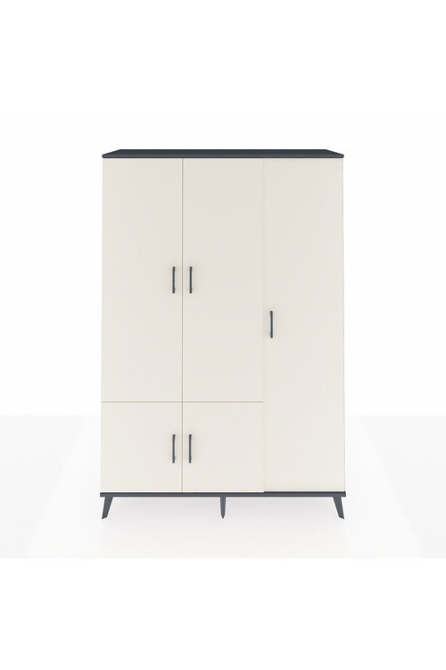 Hyperion Dolap 7 Raflı 5 Kapaklı Tek Askılı 132x44x195 Antrasit-Aytaşı/Çam