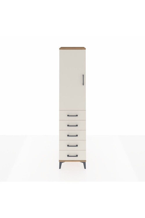 Hyperion Dolap Tek Raflı 5 Çekmeceli Tek Askılı 44x44x195 Çam-Aytaşı