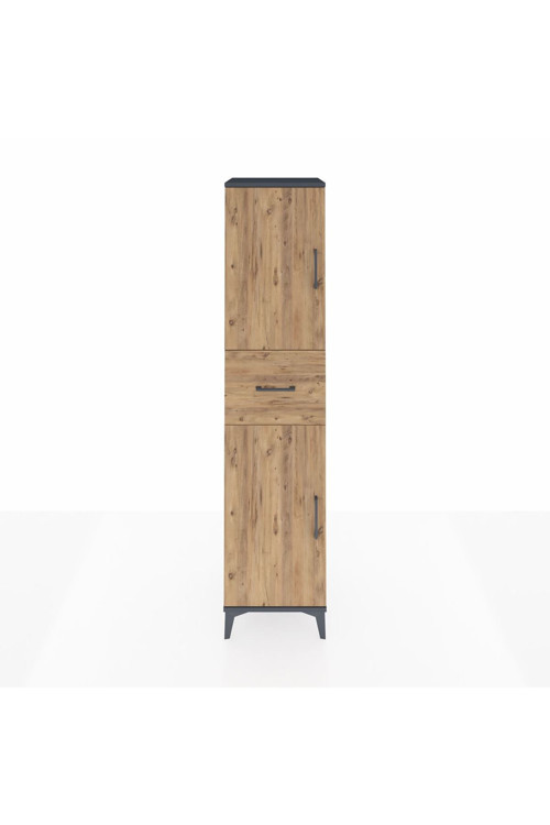 Hyperion Dolap 3 Raflı 1 Çekmeceli 2 Kapaklı 44 x 44 x 195 cm Antrasit - Çam