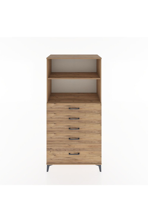 Hyperion Dolap 2 Raflı 5 Çekmeceli 88 x 44 x 182 cm Çam - Çam