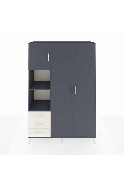 Hyperion Dolap 6 Raflı 3 Çekmeceli 1 Askılı 132 x 44 x 195 cm Antrasit - Antrasit - Aytaşı