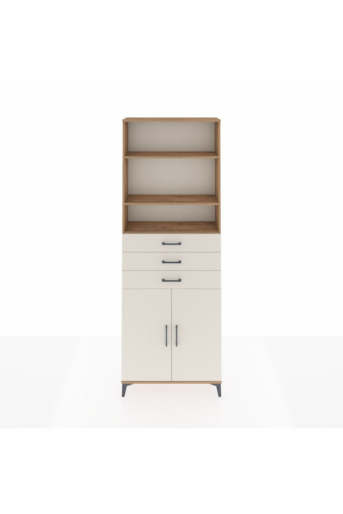 Arges Dolap 4 Raflı 3 Çekmeceli 2 Kapaklı 88x30x243 Çam-Aytaşı