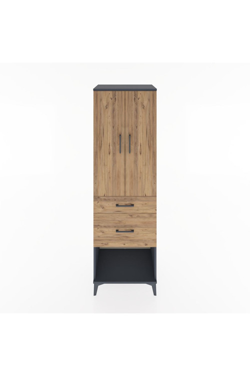 Hyperion Dolap 1 Raflı 2 Çekmeceli 1 Askılı 60 x 44 x 195 cm Antrasit - Çam
