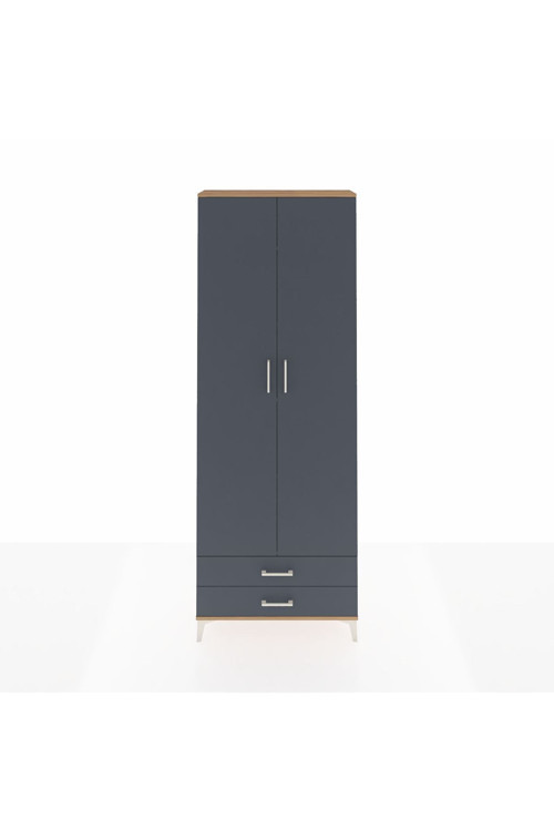 Arges Dolap 5 Raflı 2 Çekmeceli 2 Kapaklı 88x30x243 Çam-Antrasit