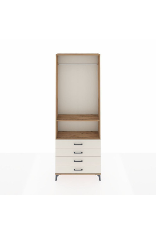 Arges Dolap 2 Raflı 4 Çekmeceli Tek Askılı 88x30x243 Çam-Aytaşı