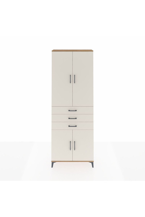 Arges Dolap 4 Raflı 3 Çekmeceli 4 Kapaklı 88x30x243 Çam-Aytaşı