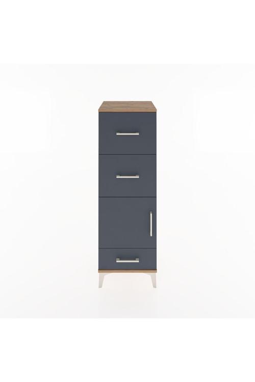 Hyperion Dolap Tek Raflı 3 Çekmeceli Tek Kapaklı 44x44x134 Çam-Antrasit