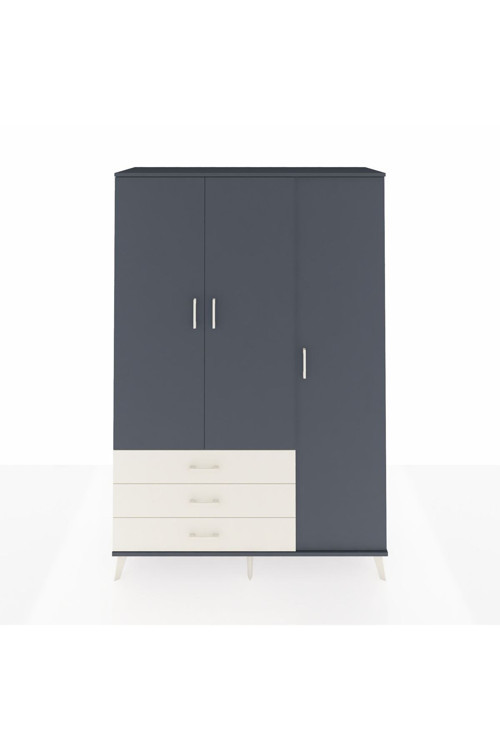 Hyperion Dolap 6 Raflı 3 Çekmeceli Tek Askılı 132x44x195 Antrasit-Antrasit/Aytaşı