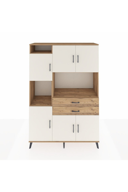 Hyperion Dolap 8 Raflı 2 Çekmeceli 6 Kapaklı 132x44x195 Çam-Aytaşı/Çam