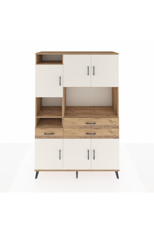 Hyperion Dolap 9 Raflı 3 Çekmeceli 6 Kapaklı 132x44x195 Çam-Aytaşı/Çam