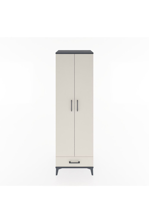 Hyperion Dolap 3 Raflı Tek Çekmeceli Tek Askılı 60x44x195 Antrasit-Aytaşı