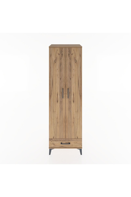 Hyperion Dolap 3 Raflı Tek Çekmeceli Tek Askılı 60x44x195 Çam-Çam