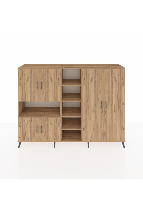 Hyperion Dolap 13 Raflı 6 Kapaklı 220x44x163 Çam-Çam