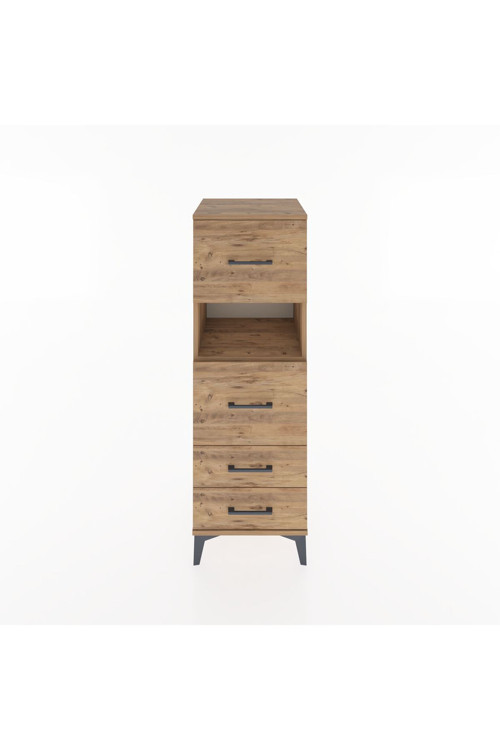Hyperion Dolap Tek Raflı 4 Çekmeceli 44x44x134 Çam-Çam