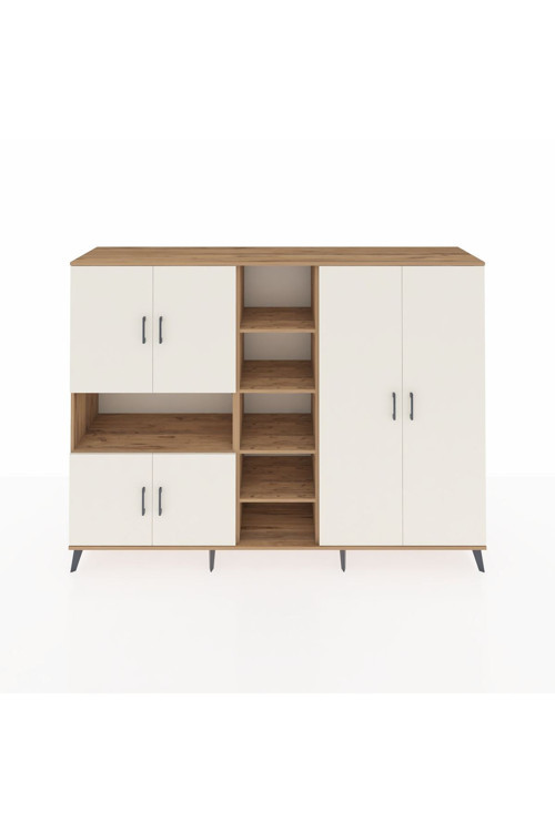 Hyperion Dolap 13 Raflı 6 Kapaklı 220x44x163 Çam-Aytaşı/Çam