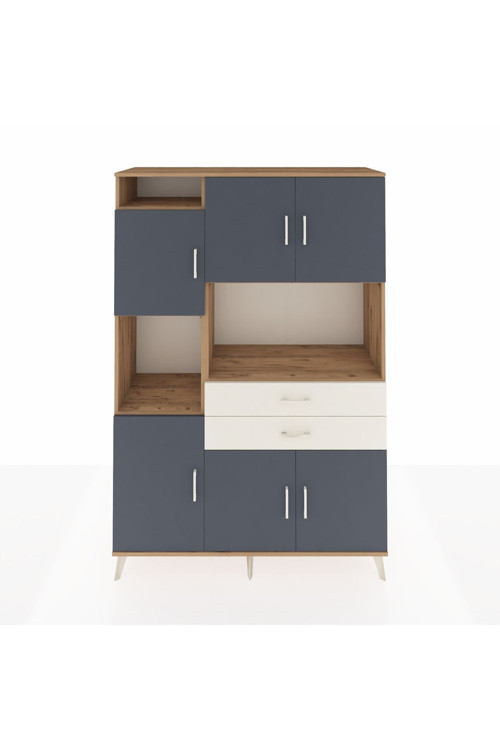 Hyperion Dolap 8 Raflı 2 Çekmeceli 6 Kapaklı 132 x 44 x 195 cm Çam - Antrasit - Aytaşı