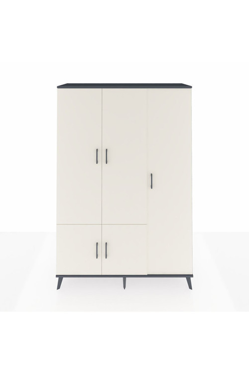 Hyperion Dolap 7 Raflı 5 Kapaklı Tek Askılı 132x44x195 Antrasit-Aytaşı/Antrasit