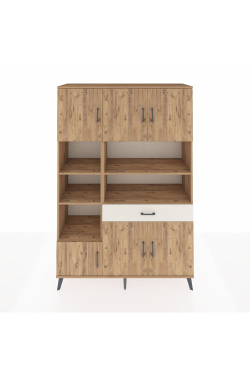 Hyperion Dolap 10 Raflı Tek Çekmeceli 6 Kapaklı 132x44x195 Çam-Çam/Aytaşı