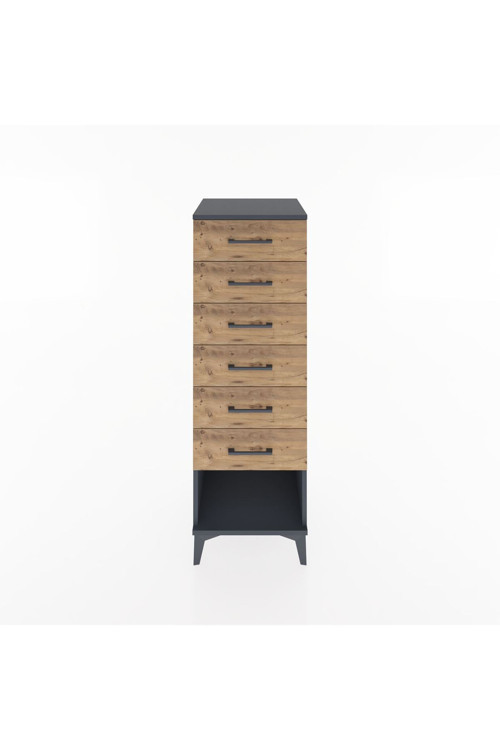 Hyperion Dolap 6 Çekmeceli 44 x 44 x 134 cm Antrasit - Çam