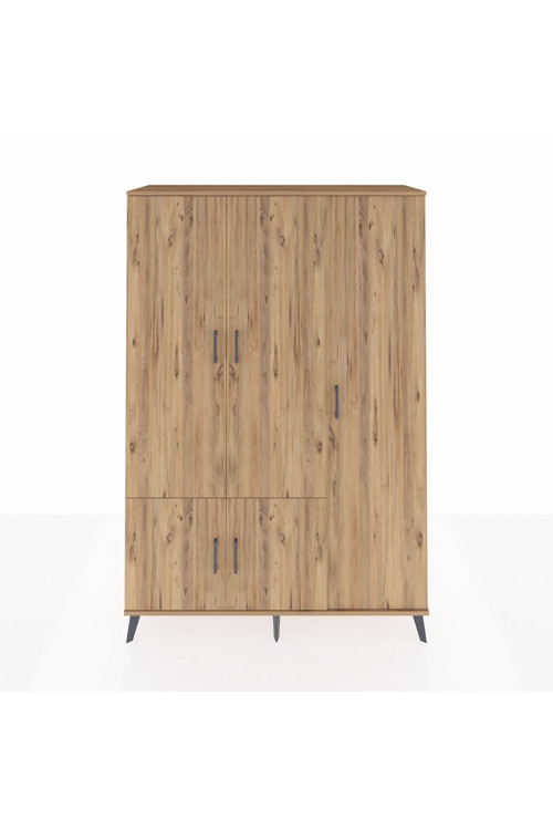 Hyperion Gardrop 7 Raflı 5 Kapaklı Tek Askılı 132x44x195 Çam-Çam