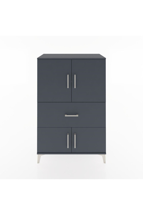 Hyperion Dolap 2 Raflı Tek Çekmeceli 4 Kapaklı 88x44x134 Antrasit-Antrasit