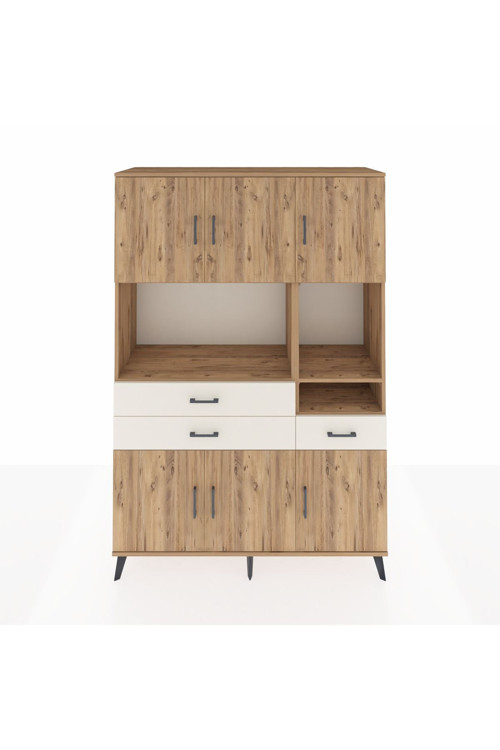 Hyperion Dolap 9 Raflı 3 Çekmeceli 6 Kapaklı 132x44x195 Çam-Çam/Aytaşı