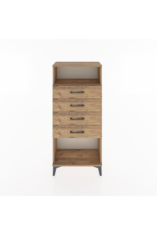 Hyperion Dolap Tek Raflı 4 Çekmeceli 60x44x134 Çam-Çam