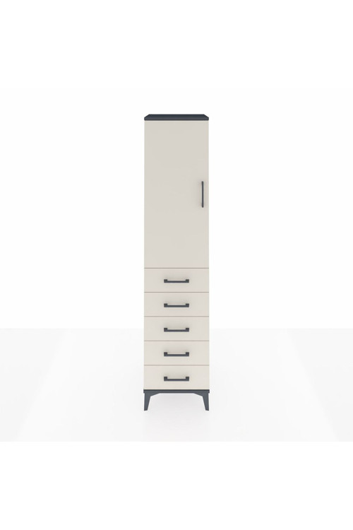 Hyperion Dolap Tek Raflı 5 Çekmeceli Tek Askılı 44x44x195 Antrasit-Aytaşı