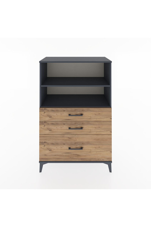 Hyperion Dolap 2 Raflı 3 Çekmeceli 88x44x134 Antrasit-Çam