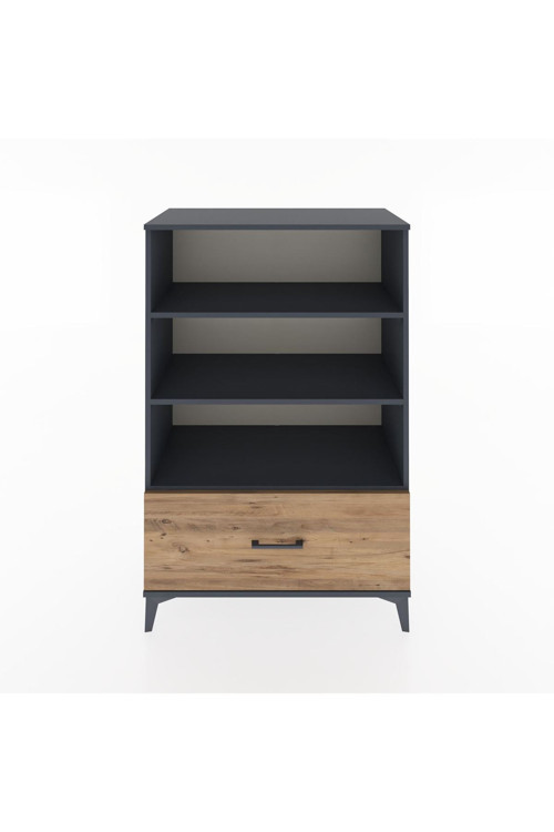 Hyperion Dolap 3 Raflı Tek Çekmeceli 88x44x134 Antrasit-Çam