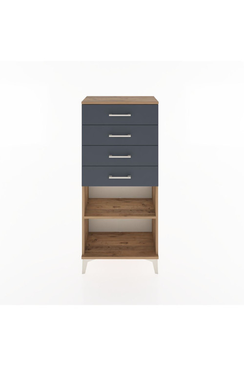 Hyperion Dolap Tek Raflı 4 Çekmeceli 60x44x134 Çam-Antrasit