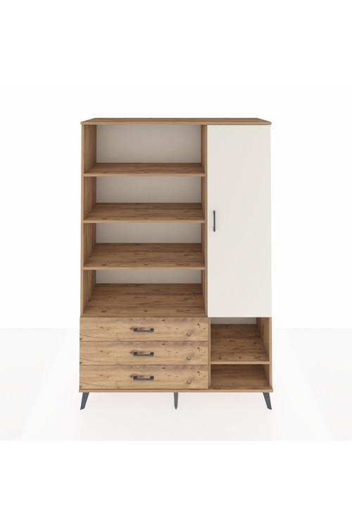 Hyperion Dolap 9 Raflı 3 Çekmeceli Tek Kapaklı 132x44x195 Çam-Aytaşı/Çam