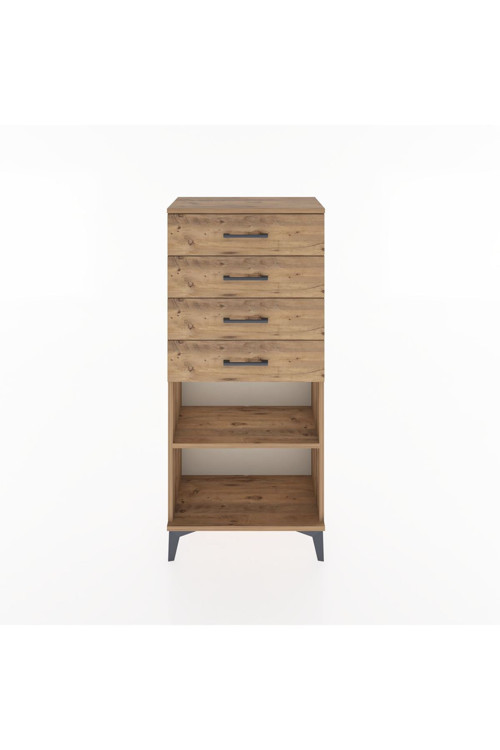 Hyperion Dolap Tek Raflı 4 Çekmeceli 60x44x134 Çam-Çam