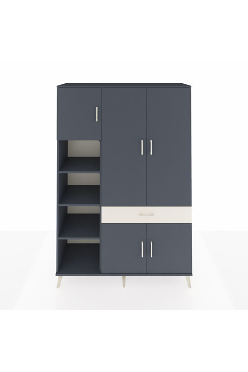 Hyperion Dolap 8 Raflı 1 Çekmeceli 5 Kapaklı 132 x 44 x 195 cm Antrasit - Antrasit - Aytaşı