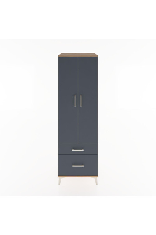 Hyperion Dolap 2 Raflı 2 Çekmeceli Tek Askılı 60x44x195 Çam-Antrasit